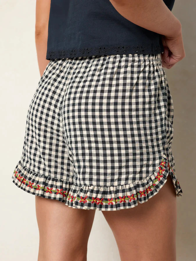 Get Up & Go Embroidered Cotton Shorts