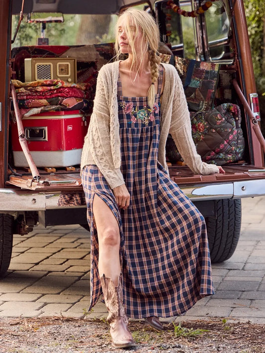 Patti Embroidered Cotton Flannel Maxi Dress
