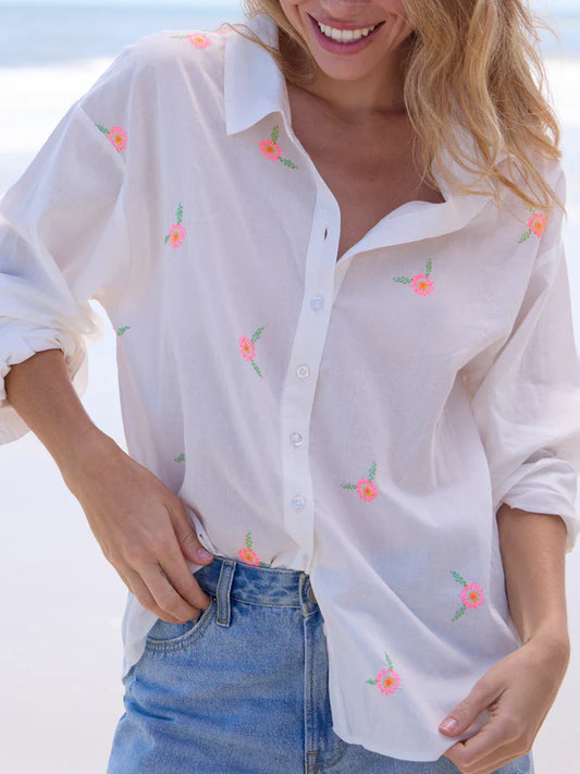 Barcelona Embroidered Cotton Button Down