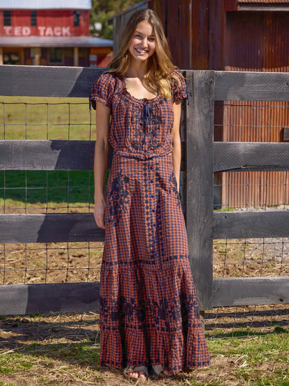 Free Fallin' Embroidered Cotton Maxi Skirt