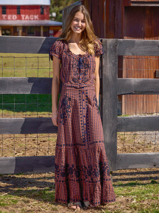 Free Fallin' Embroidered Cotton Maxi Skirt