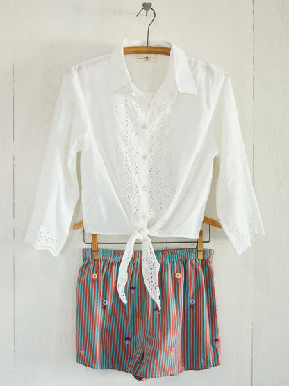 Lyla Cotton Eyelet Tie Top