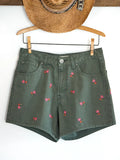 Embroidered Cotton Denim Shorts