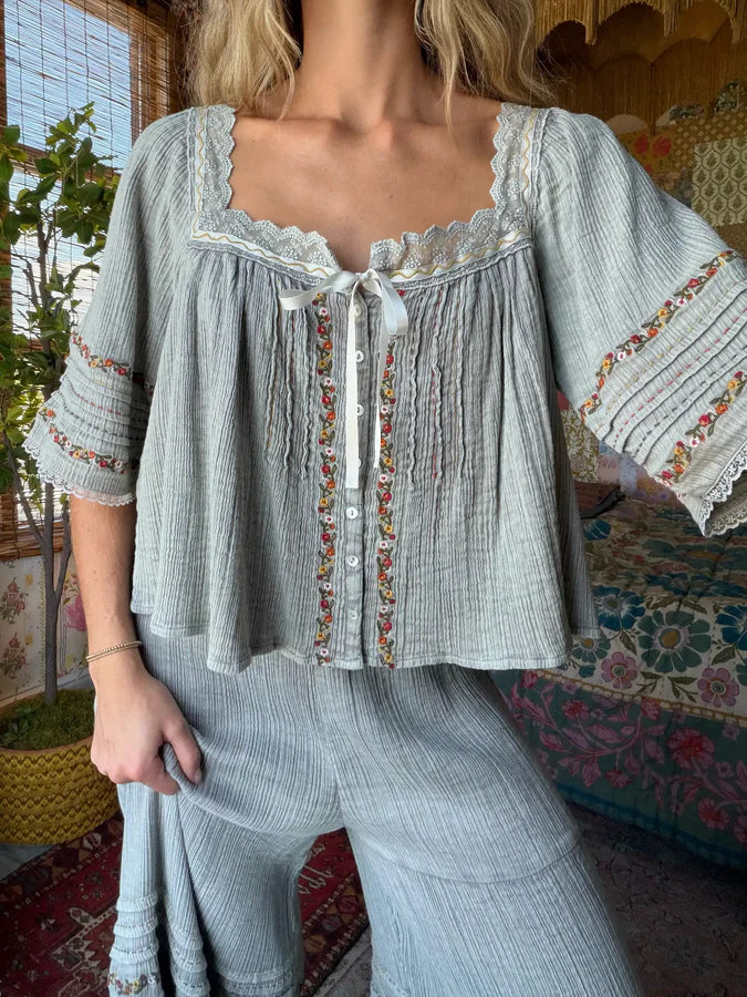 Prettiest Embroidered Cotton Lace Blouse