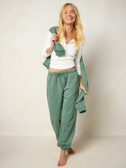Fave Little Things Embroidered Jogger Pants