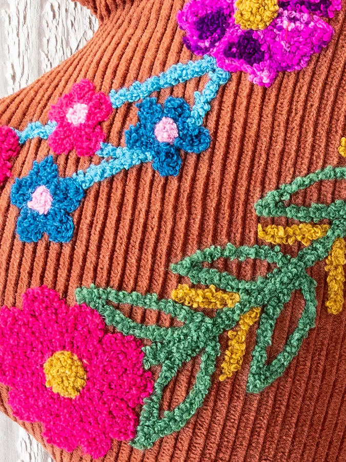 Cotton Corduroy Tufted Pillow