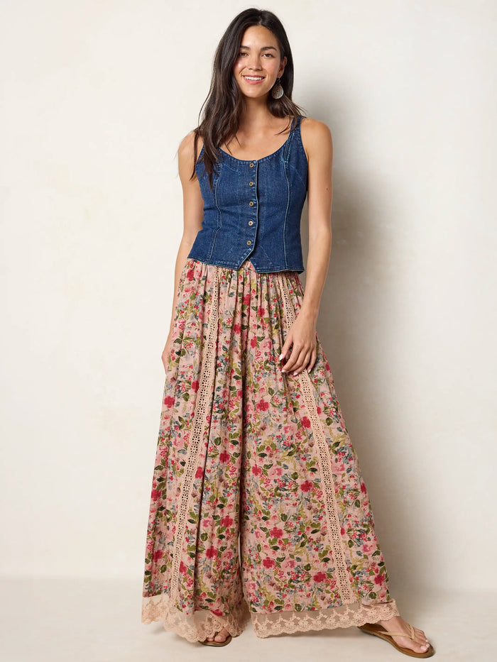 Free Fallin' Embroidered Cotton Maxi Skirt