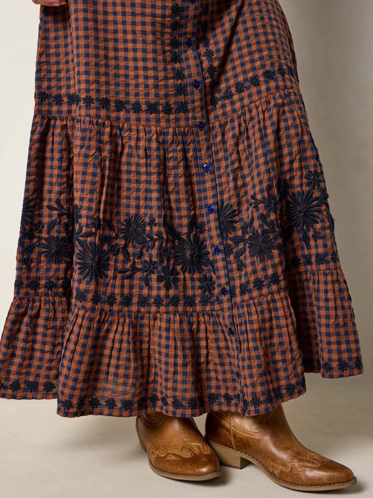 Free Fallin' Embroidered Cotton Maxi Skirt