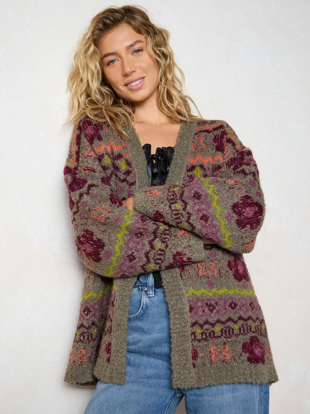 Calla Jacquard Cardigan Sweater