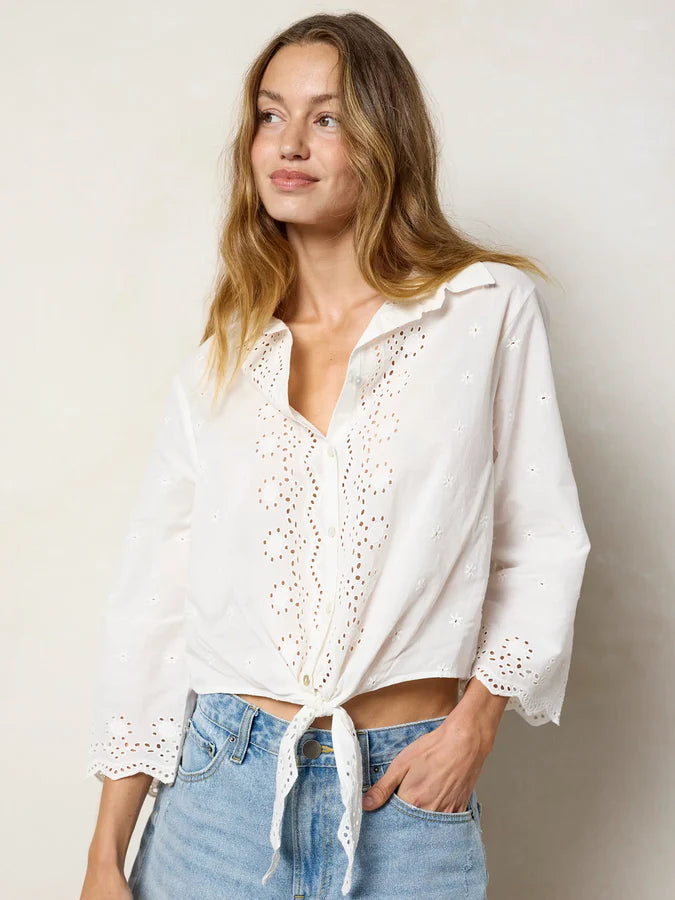Lyla Cotton Eyelet Tie Top
