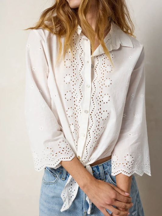 Lyla Cotton Eyelet Tie Top